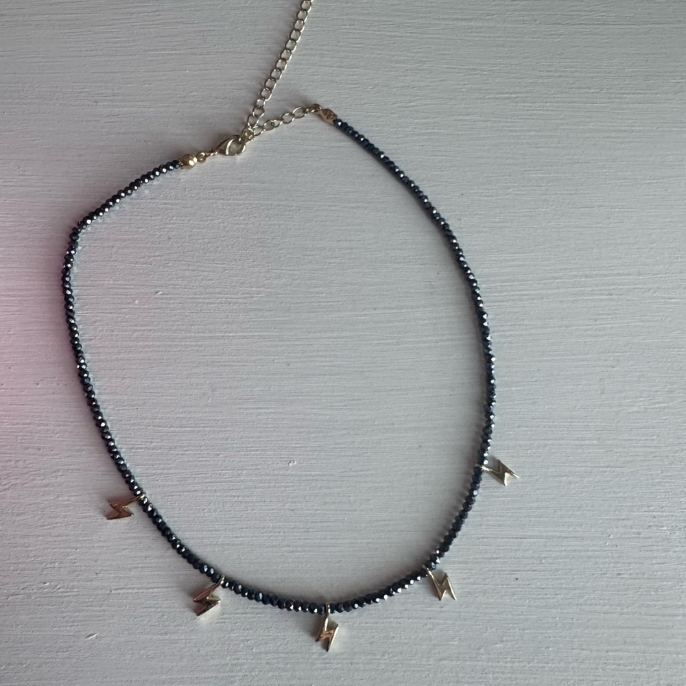 Navy and Gold Beaded Necklace